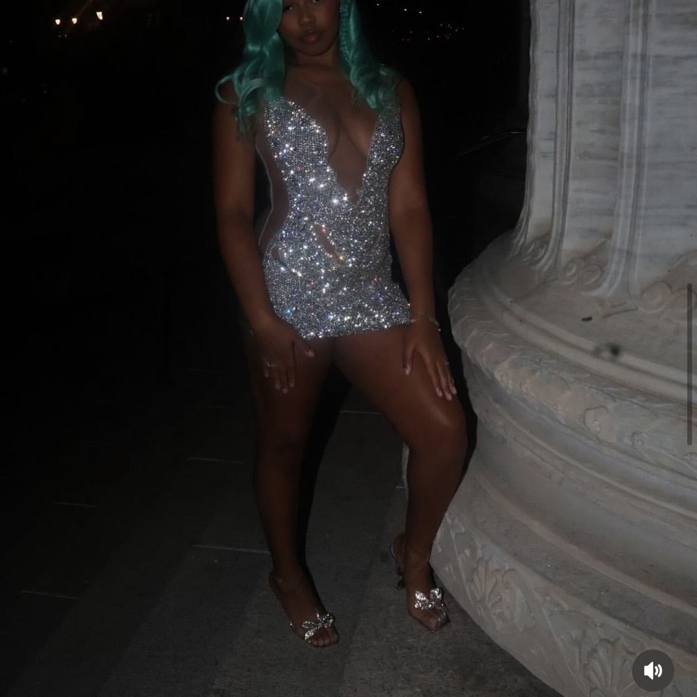 Alglist Sparkling Silver Mini Dress